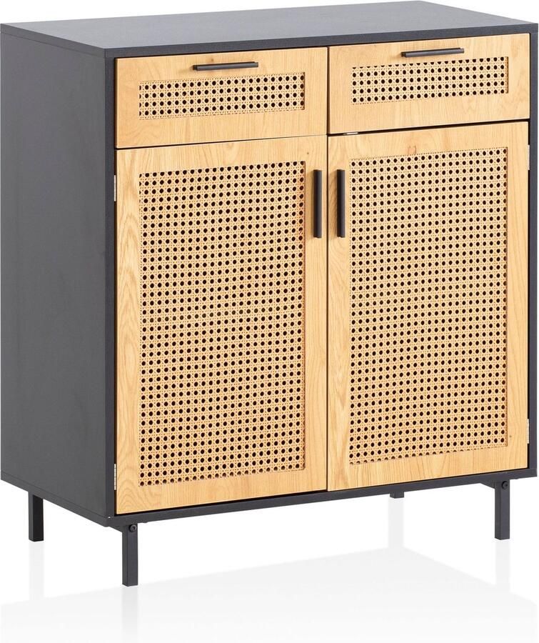 Rootz Living Rootz Dressoir 80 cm Zwarte ladekast Weens geweven ontwerp Stijlvolle opbergoplossing Duurzaam en ruim 80 cm x 86 5 cm x 40 cm