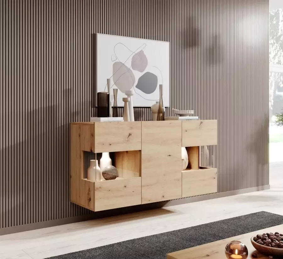 MEUBELLA Dressoir Asilento Eiken 120 cm