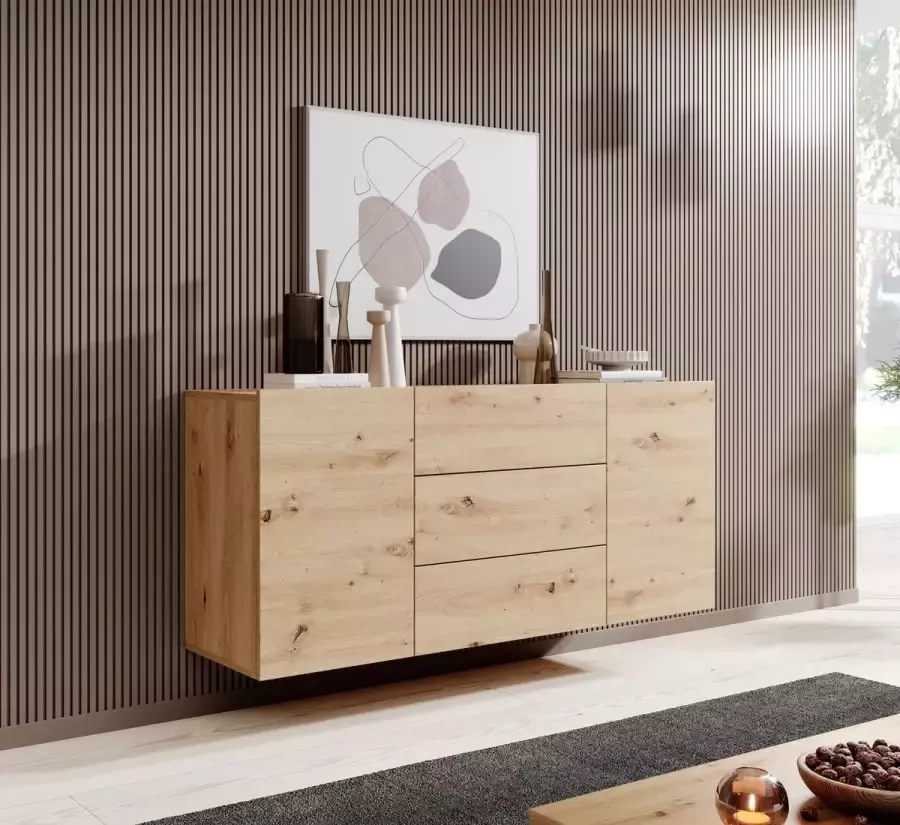 MEUBELLA Dressoir Asilento Eiken 140 cm