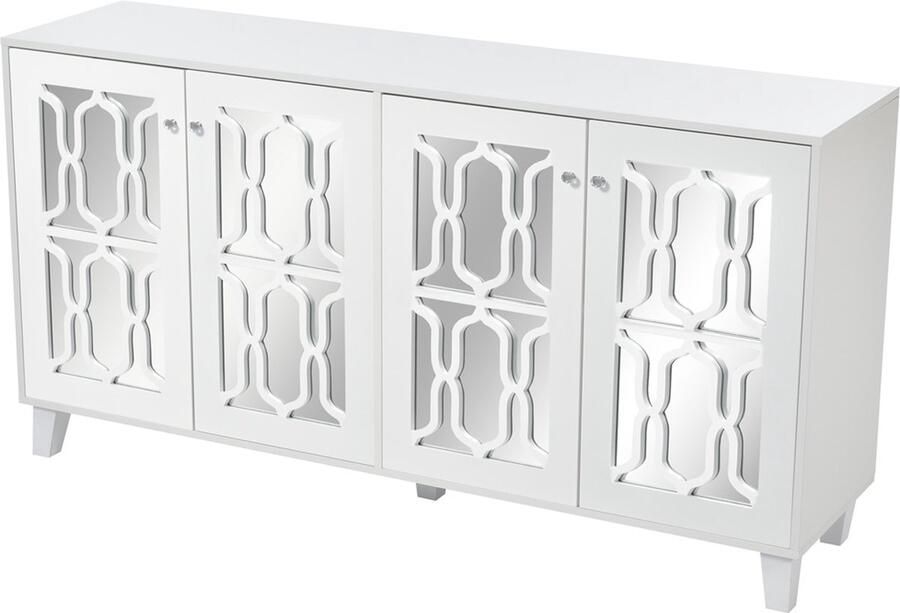 Zonder merk Gotagee Dressoir bijzetkast gespiegeld dressoir kristallen handgrepen opbergvak