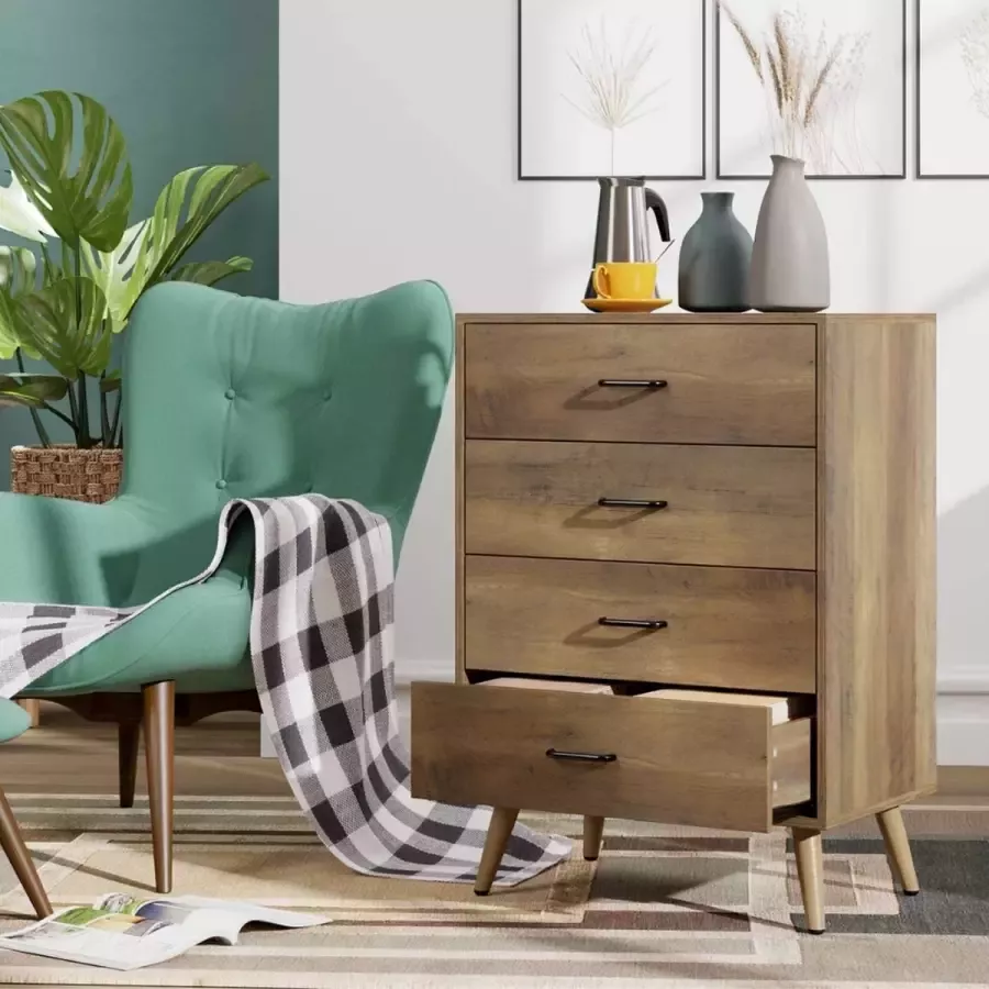 Dressoir Bruin Opbergvakken Opbergkast Kast Kastje Wandkast Organizer Dicht Interieur