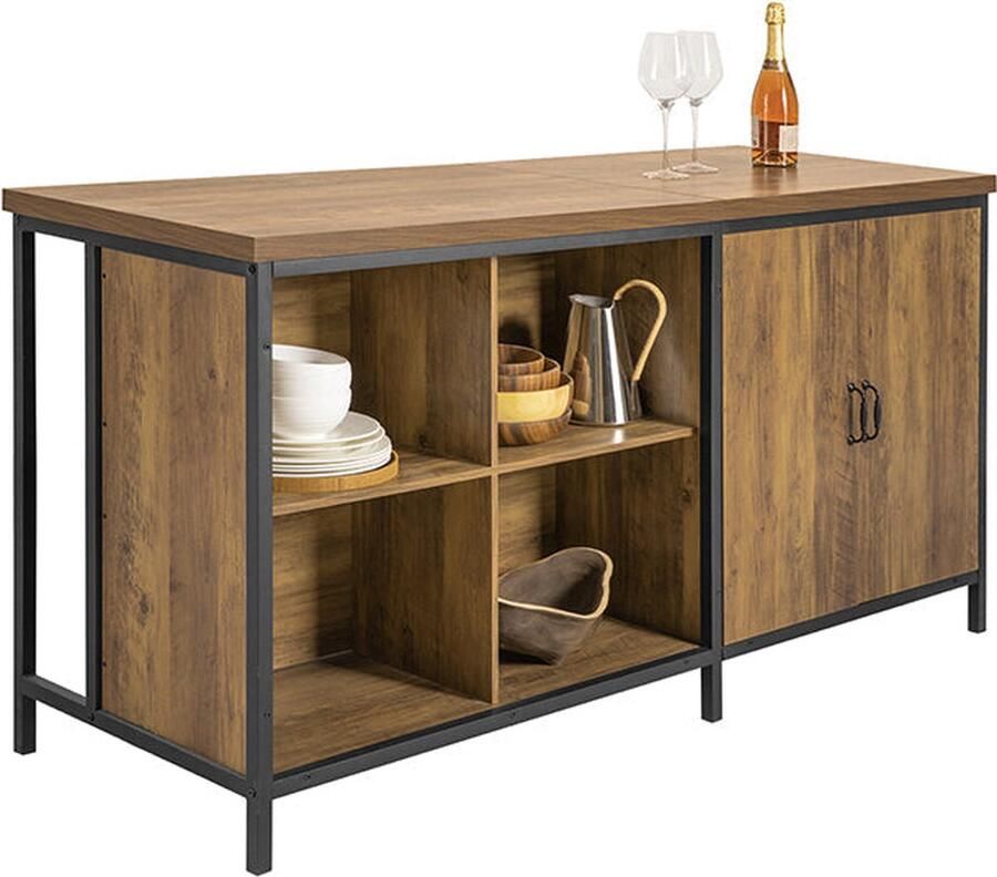 Rootz Living Rootz Dressoir Buffet Keukeneiland Keukenkast Veelzijdige opbergruimte Verstelbare plank Ruim ontwerp MDF en metalen frame 170 cm x 89 cm x 60 cm