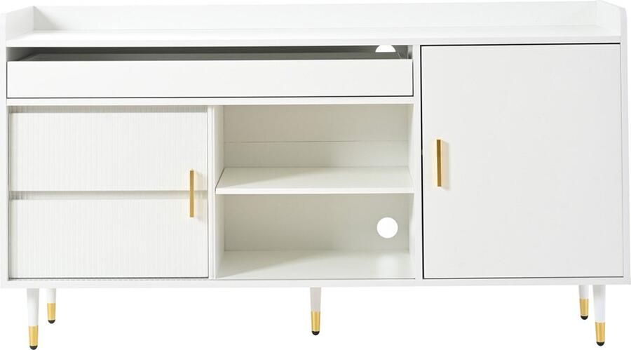 GOTAGEE Dressoir commode buffetkast glazen schuifdeuren keukenkasten LED dressoir wit
