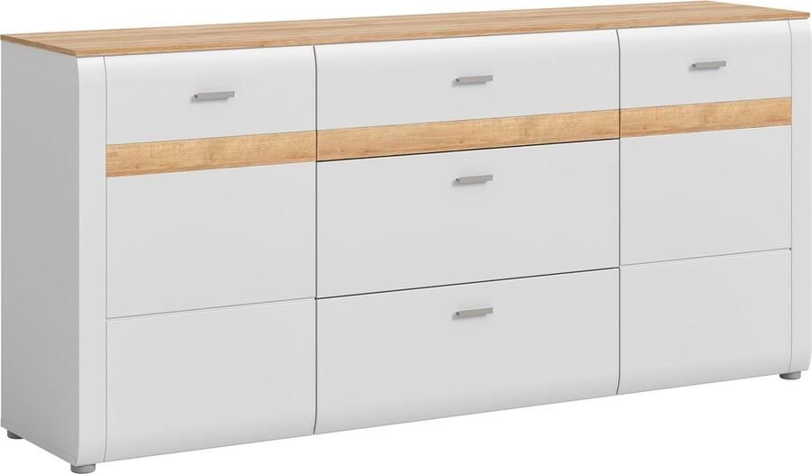 Rootz Living Rootz Dressoir Hout Asgrijs 2 Deurs 3 Lades Milieuvriendelijk 185cm x 86cm x 43cm
