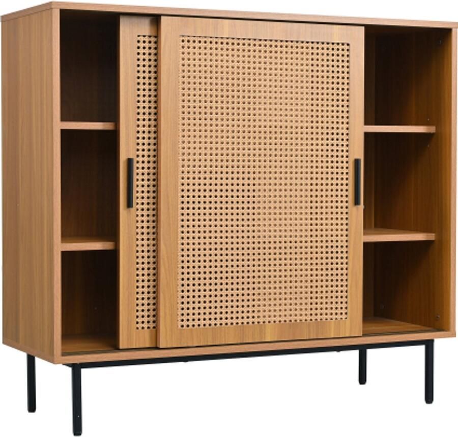 GOTAGEE Dressoir keukenkast ladekast opbergkast met 2 schuifdeuren en verstelbare plank landelijke stijl zijkast voor woonkamer eetkamer