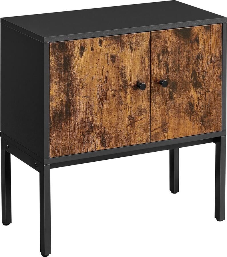 Dressoir keukenkast met deuren zijkast opbergkast metalen frame multifunctionele kast 60 x 30 x 60 cm industrieel ontwerp vintage bruin-zwart