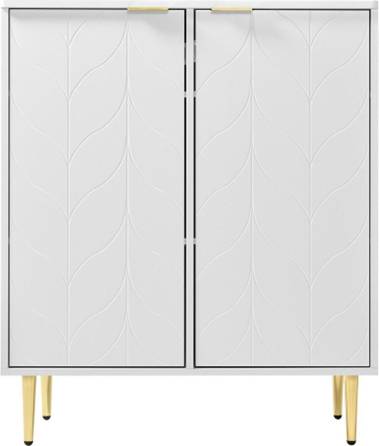 Zonder merk Gotagee Dressoir Ladekast Halkast Woonkamer Kast Wit met 2 deuren 3 planken en 6 vakken