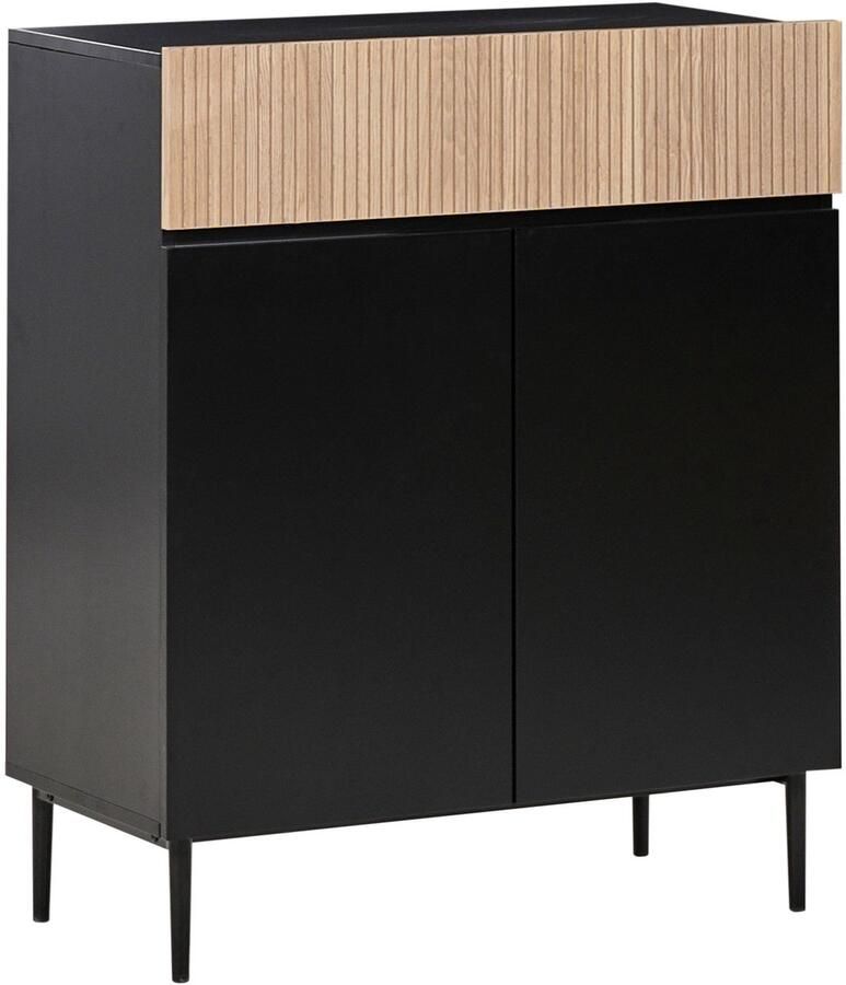 Beliani Sideboard met 2 deuren BLYTHE Hout Natuurlijk essenhout Zwart