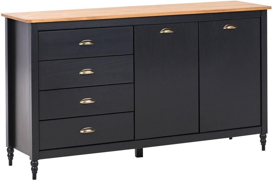 Beliani Sideboard met 2 deuren SHILLINGTON Dennenhout Zwart