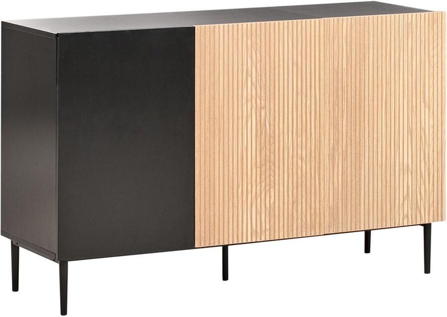 Beliani Sideboard met 3 deuren BLYTHE Hout Natuurlijk essenhout Zwart