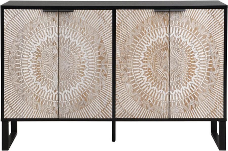 Zonder merk Gotagee Dressoir met 4 deuren binnenplanken zijkast woonkamerkast eetkamerkast zwart