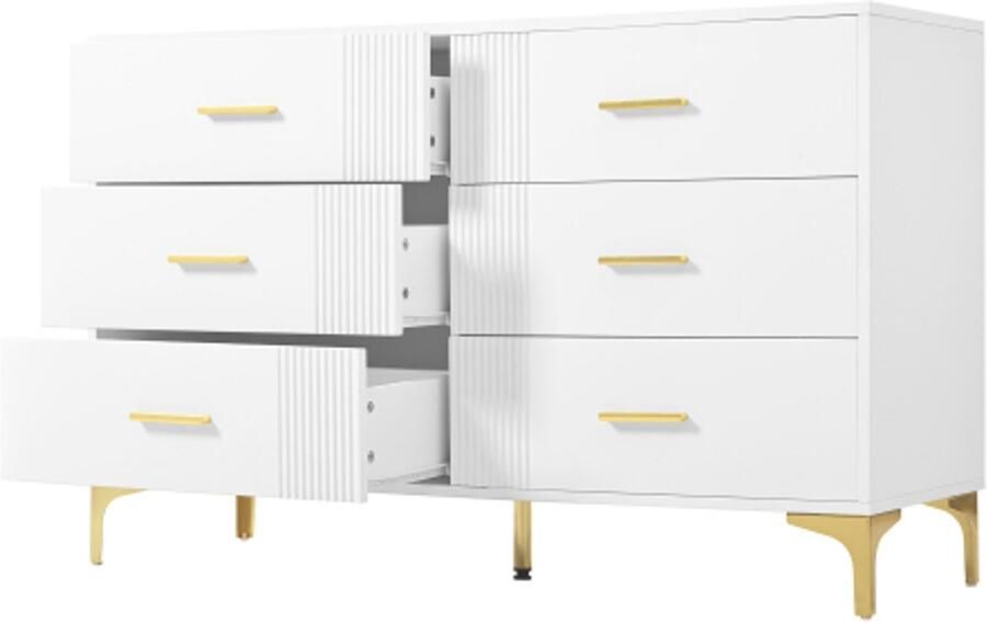 Dressoir met 6 laden Wit Ladekast voor woonkamer en slaapkamer H76 B120 T40 cm