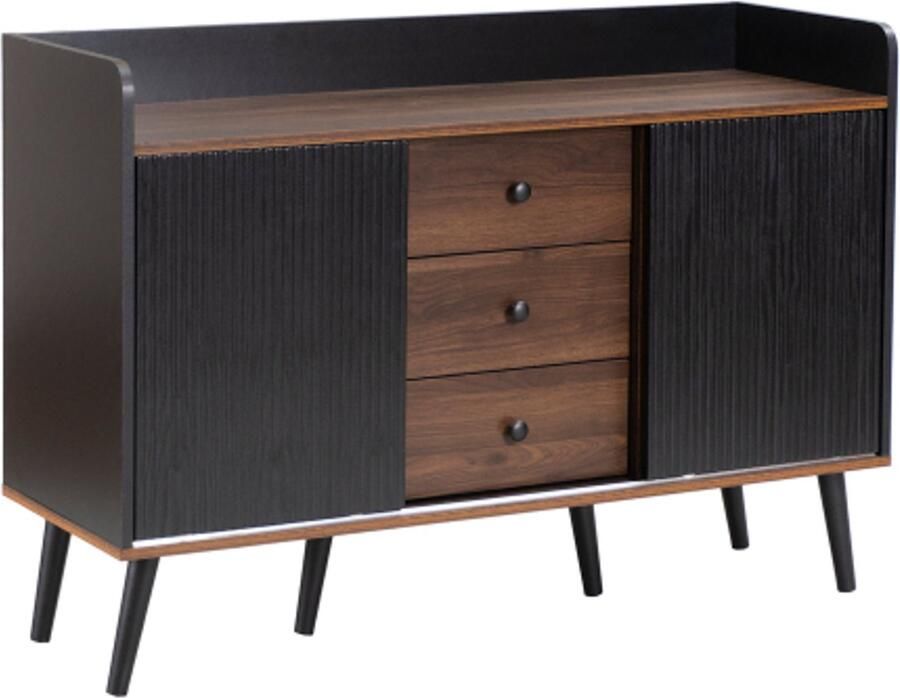 GOTAGEE Dressoir met drie lades voor slaapkamer en woonkamer met opbergplanken. Hoogte 80 B117 5 D40 cm