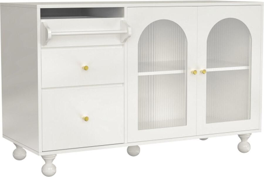 Gotagee Dressoir met glazen deur en handdoekhouder design stijlvolle opbergkast eetkamerkast keukenkast