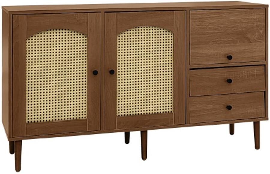 GOTAGEE Dressoir met rotandeuren – 130 x 75 5 x 40 cm – magnetische sluiting verstelbare planken