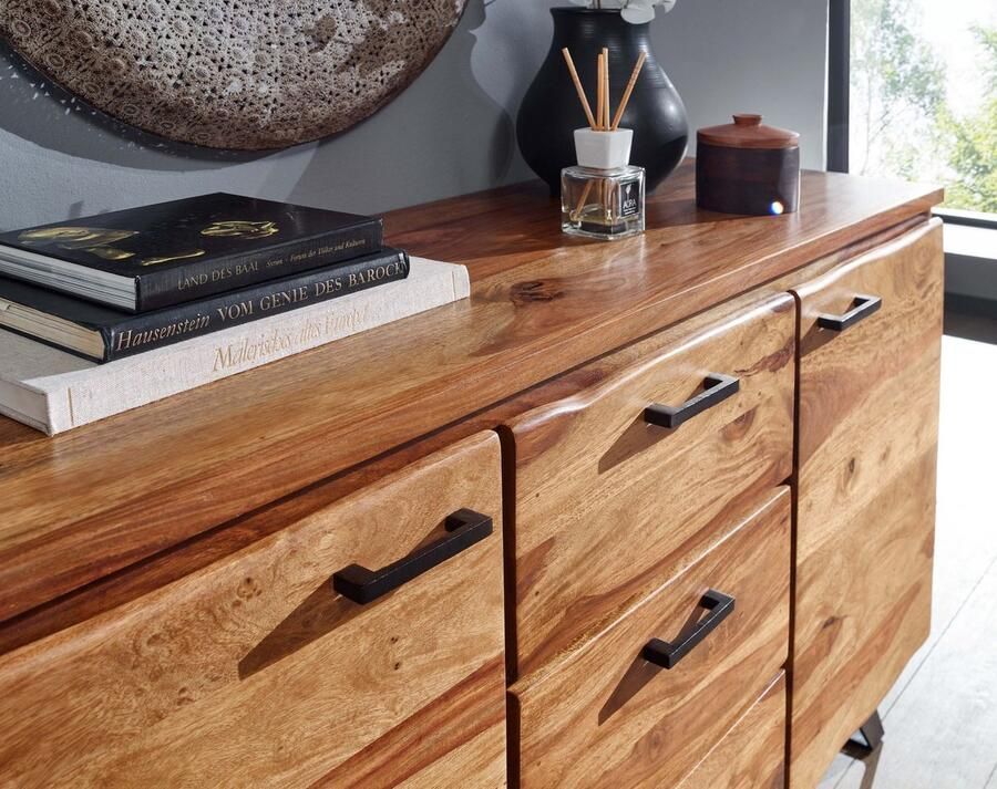 Rootz Living Rootz Dressoir Metaal met Wane Moderne Ladekast Sheesham Hout 145x82x45 cm