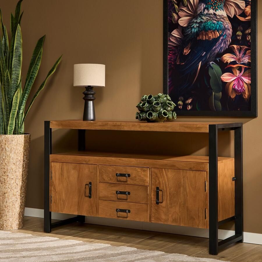 Dressoir modern Dressoir Ben Dressoir kast naturel 135 cm - Foto 3