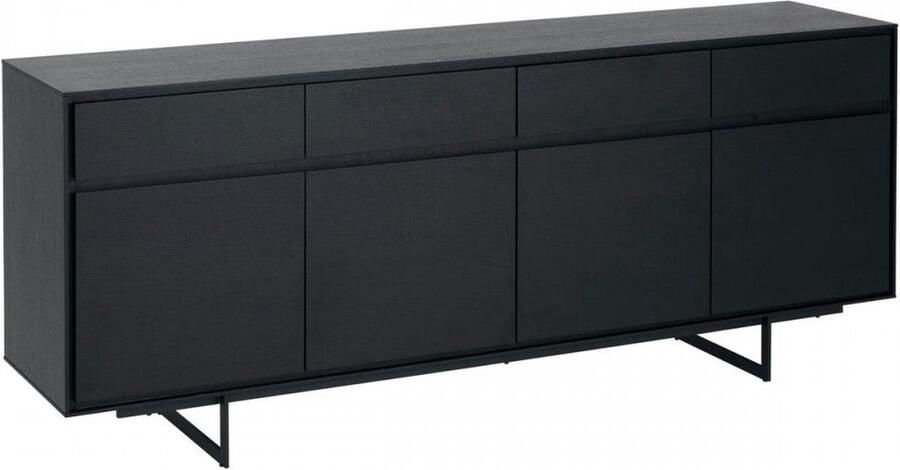 Rootz Living Rootz Dressoir Opbergkast Buffettafel Voldoende opbergruimte Duurzame constructie Strak ontwerp 205 cm x 45 cm x 82 cm Zwart eikenfineer