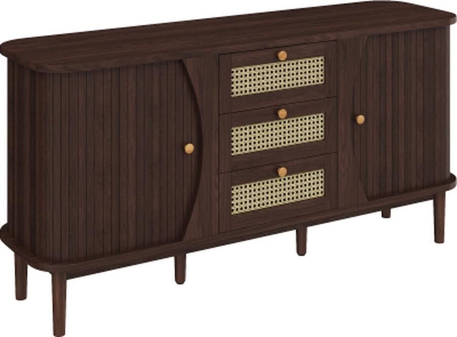 Zonder merk Gotagee Dressoir rotankast met laden ladekast met schuifdeuren