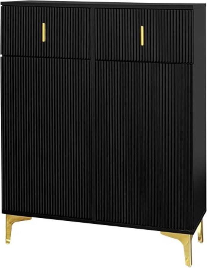 GOTAGEE Dressoir schoenenkast met structuurpanelen verstelbare planken en vergulde decoraties met laden