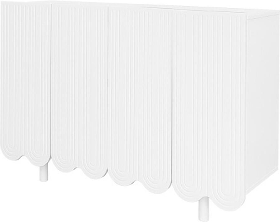 GOTAGEE Dressoir Sideboard Druppelvormig met Vervormde Deuren en Scharnieren met Demper Woonkamerkast Restaurantkast Wit