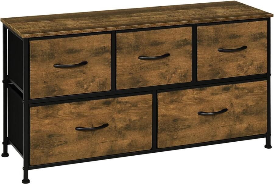 Dressoir Tv Meubel Opbergkast Buffetkast Wandkast Ladenkast Commode Consolekast Tv Kast Gang Kast 5 Lades 100X30X54Cm Hout