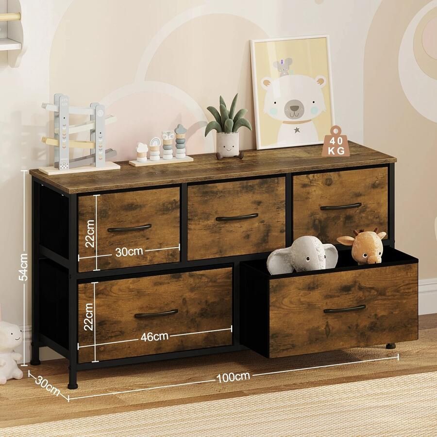 Carlovo Dressoir Tv Meubel Opbergkast Buffetkast Wandkast Ladenkast Commode Consolekast Tv Kast Gang Kast 5 Lades 100X30X54Cm Hout