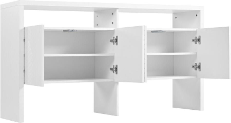 Dressoir Wit kast met open vakken deurkast slaapkamerkast woonkamer hal of eetkamer 140 x 75 x 35 cm