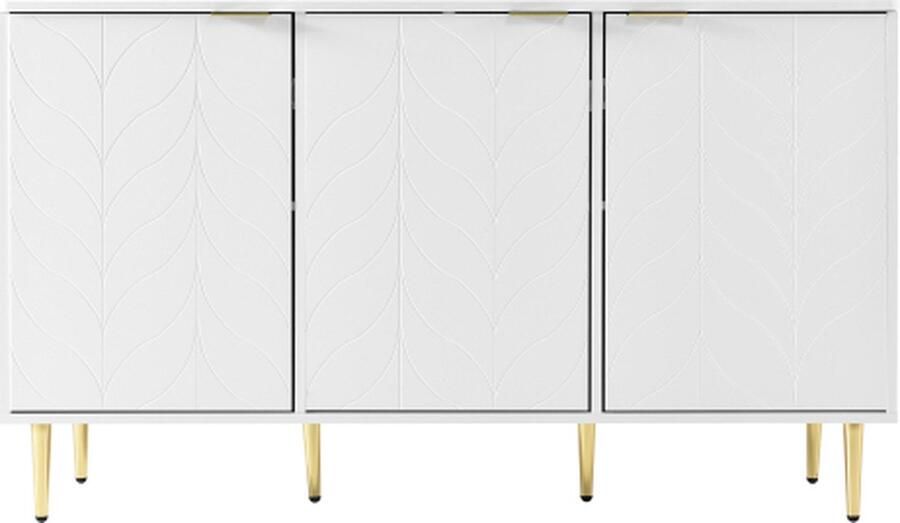 Zonder merk Gotagee Dressoir Woonkamer Kast met vergulde poten en handgrepen Wit