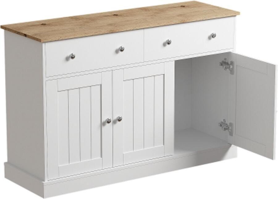 GOTAGEE Dressoir woonkamerkast met gegraveerde textuur veel opbergruimte wit