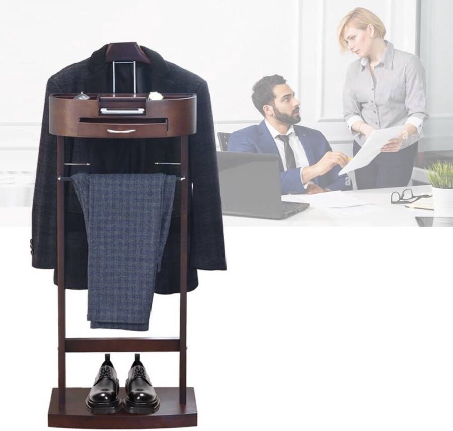 Dresspapers voor heren houten kledingrek met kleerhanger moderne en multifunctionele dressboy voor heren gemakkelijk te monteren voor hal kleedkamer bruin