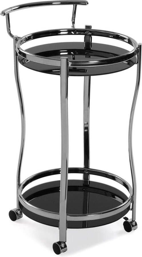 Driana trolley voor keuken woonkamer of eetkamer moderne serveerwagen afmetingen (H x L x B) 76 x 44 4 x 44 5 cm glas verchroomd metaal zwart