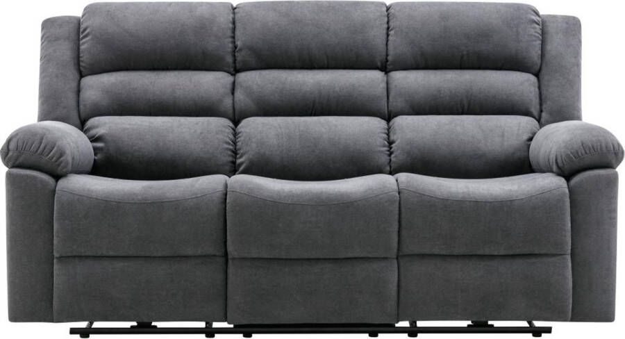 Vente-unique Driedelige elektrische relaxbank van grijze stoffen bekleding BUROLO L 199 cm x H 103 cm x D 95 cm - Foto 2