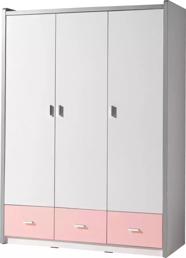 Driedeurskast Evi Roze Breedte 146.7 cm Hoogte 201 cm Diepte 58.4 cm Met lades Met hanggedeelte Met planken Met openslaande deuren