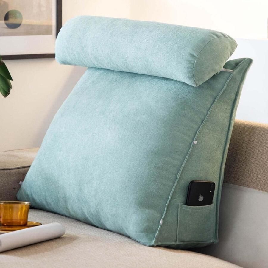 Driehoekig leeskussen met verstelbare nek- en rugsteun ideaal voor slaapbanken