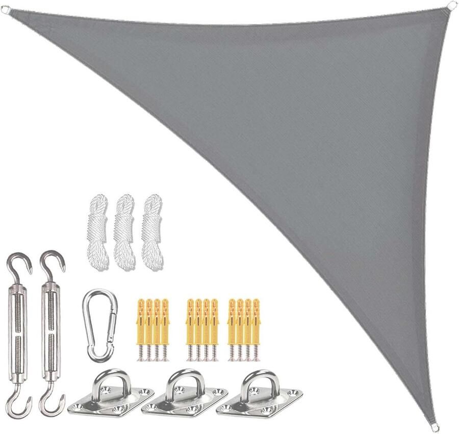 Driehoekig Schaduwdoek 3 x 4 x 5 m Grijs incl. bevestigingsset