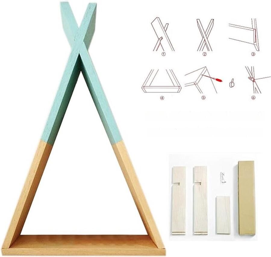 Driehoekig wandrek turquoise Scandinavische stijl Grote zwevende plank Opslag en organizer voor woondecoratie