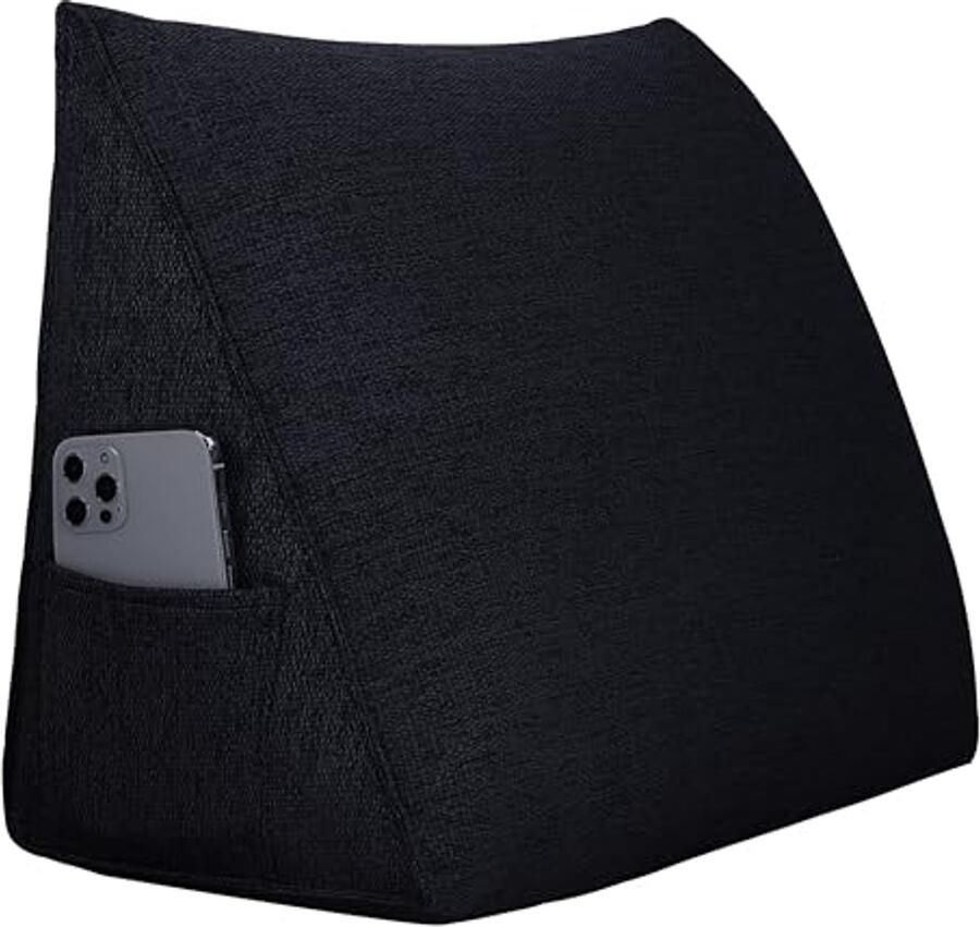 Driehoekig wigkussen Ergonomisch rugkussen voor lezen en ontspanning steunkussen voor bank en bed (donkergrijs 45 x 20 x 35 cm)
