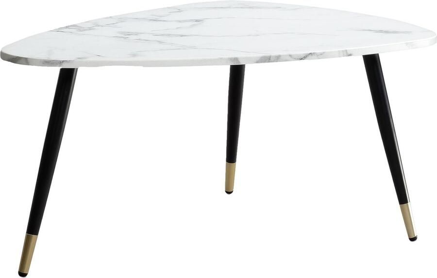 Rootz Living Rootz Triangular Sofa Table Modern Coffee Table Stylish Living Room Table Marble Look 90cm x 60cm x 41cm