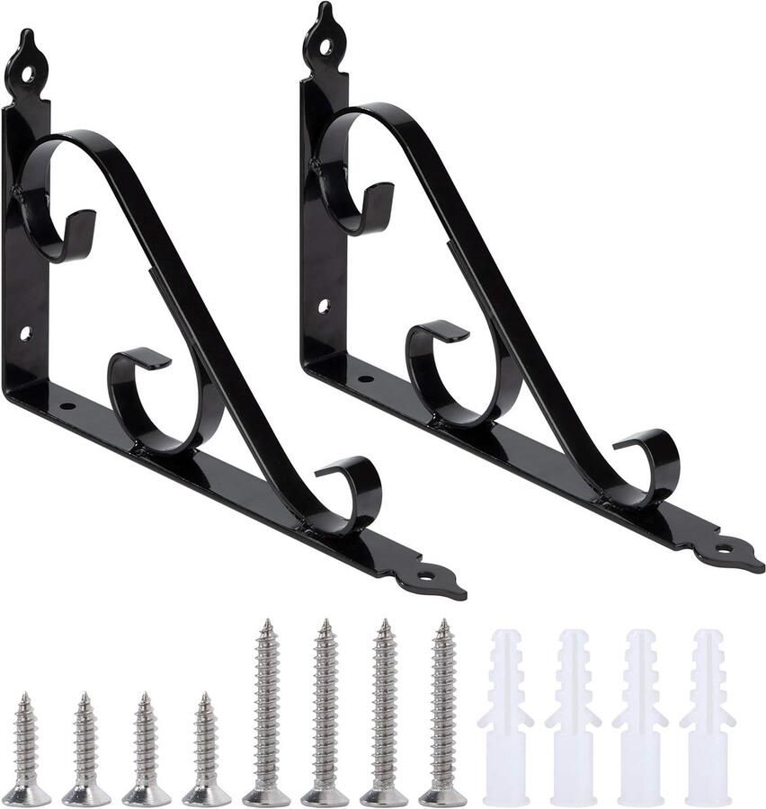 Driehoekige ijzeren plankhouder hoekhouder voor presentatie 1 paar zwart 250 mm x 164 mm