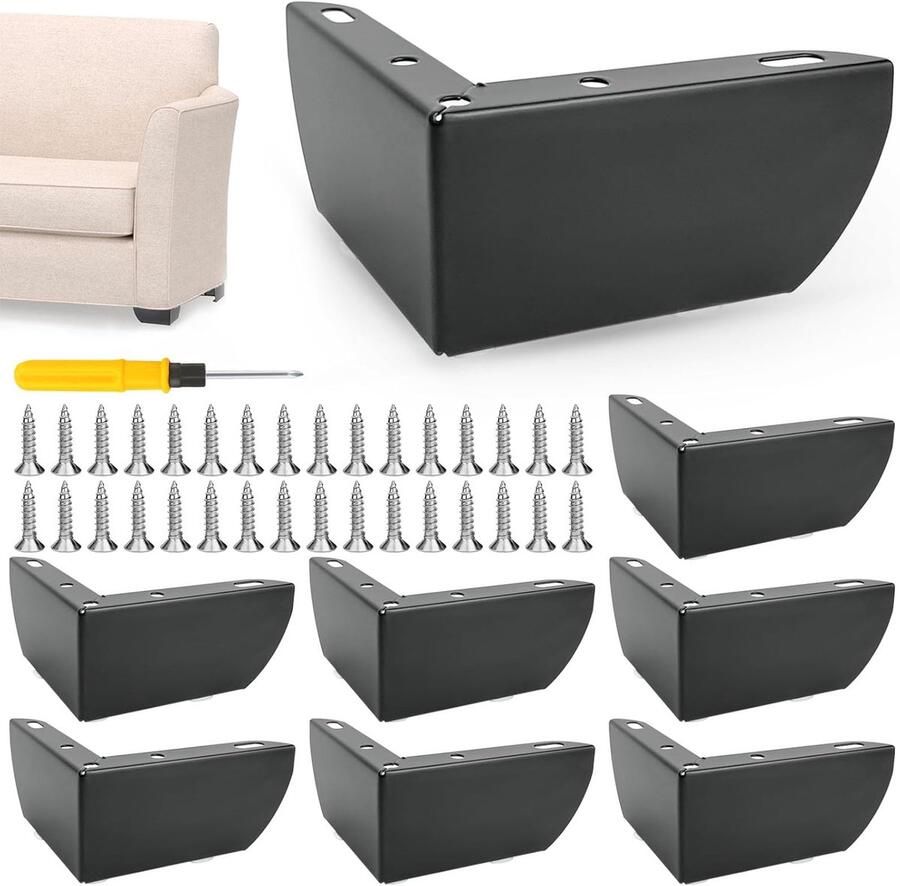 Driehoekige meubelpoten 8 stuks zwart ijzer 5 cm