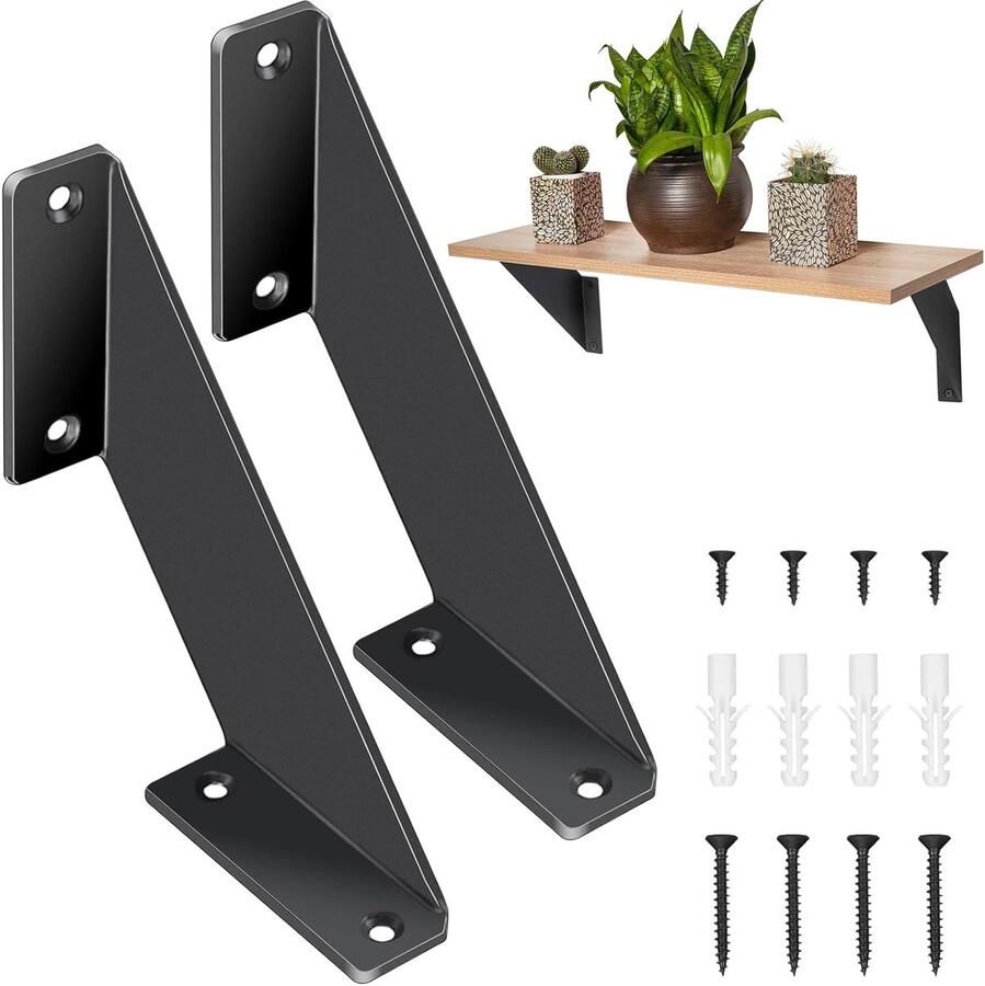 Driehoekige Plankhouder Robuust en Duurzaam Zwart 1 stuk