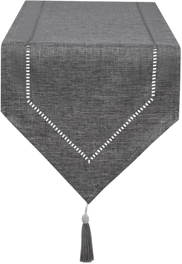 Tafelloper Grijs Modern Design 1 stuk 32 x 220 cm Linnen