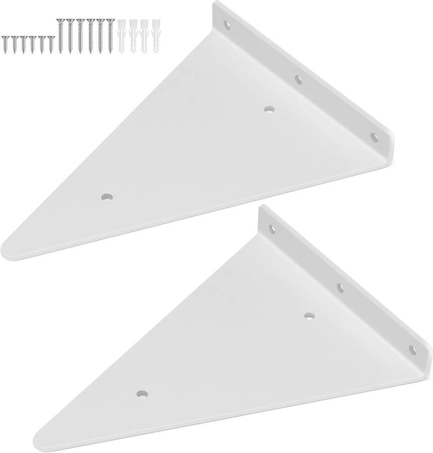 Driehoekige Wandhouder Houder voor Planken 2 Stuks Wit 170 x 230 mm