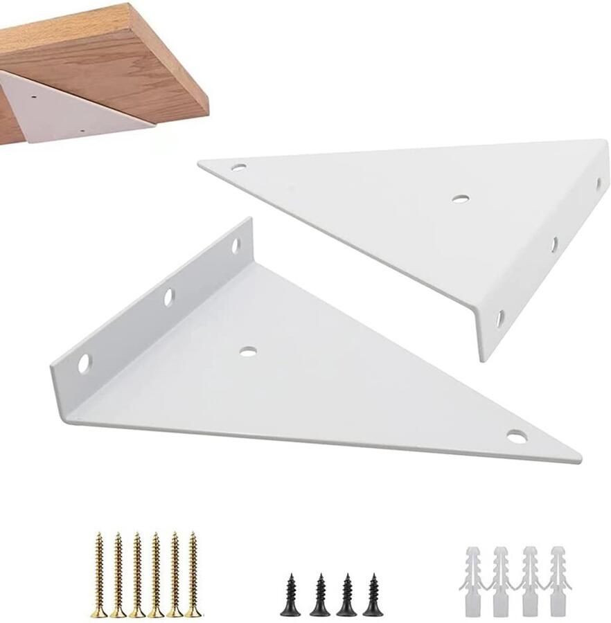 Driehoekige Wandhouders Plankdragers 2 Stuks Wit Metalen