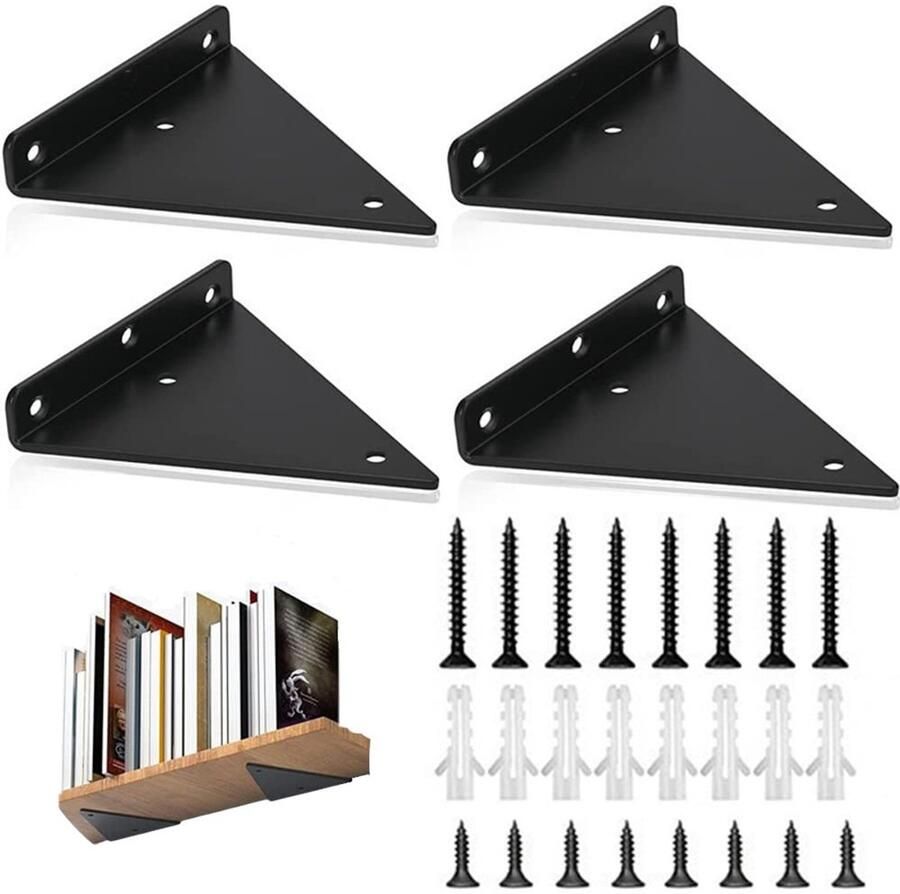 Driehoekige wandhouders ruimtebesparend set van 4 staal