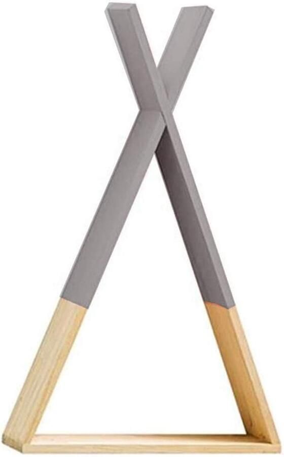 Driehoekige wandplanken Scandinavisch design 1 stuk medium grijs natuurlijk grenenhout 39 cm