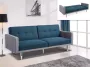 Driezits bedbank van stof CALDER Blauw met licht grijze randen L 209 cm x H 83 cm x D 81 cm - Thumbnail 2