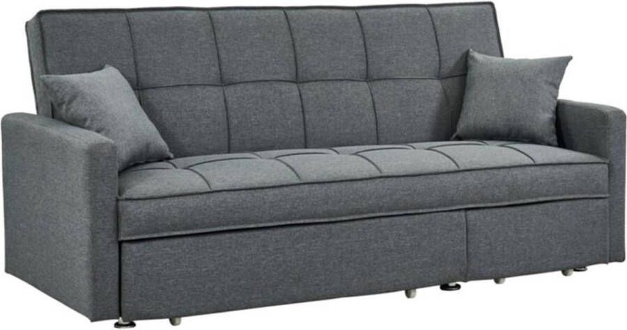 Vente-unique Driezits bedbank van stof CANETTI Grijs L 206 cm x H 98 cm x D 86 cm - Foto 2