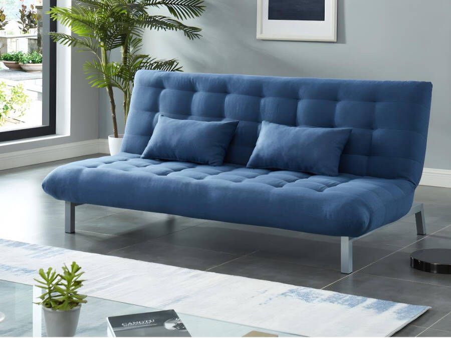 Vente-unique Driezits bedbank van stof HORNET Blauw L 190 cm x H 86 cm x D 106 cm